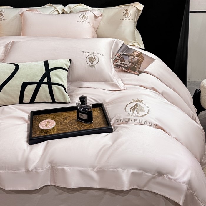 91家纺网 家纺一手货源 找家纺 盛凡家纺 2026春夏新款全棉纯棉100支长绒棉绣花四件套--萨尔夫人 萨尔夫人-暖心粉