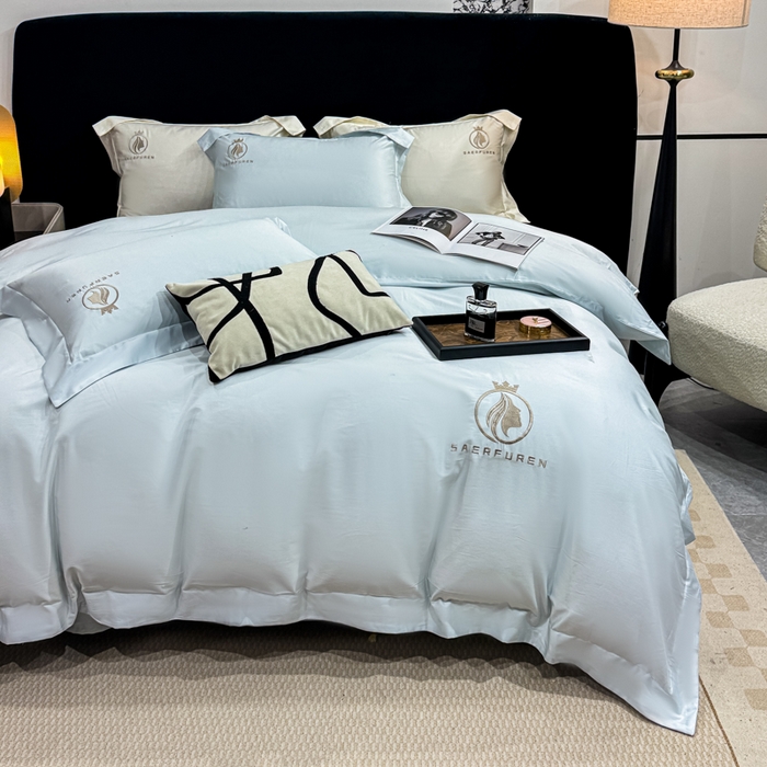 91家纺网 家纺一手货源 找家纺 盛凡家纺 2026春夏新款全棉纯棉100支长绒棉绣花四件套--萨尔夫人 萨尔夫人-迷雾蓝