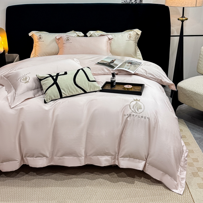 91家纺网 家纺一手货源 找家纺 盛凡家纺 2026春夏新款全棉纯棉100支长绒棉绣花四件套--萨尔夫人 萨尔夫人-暖心粉