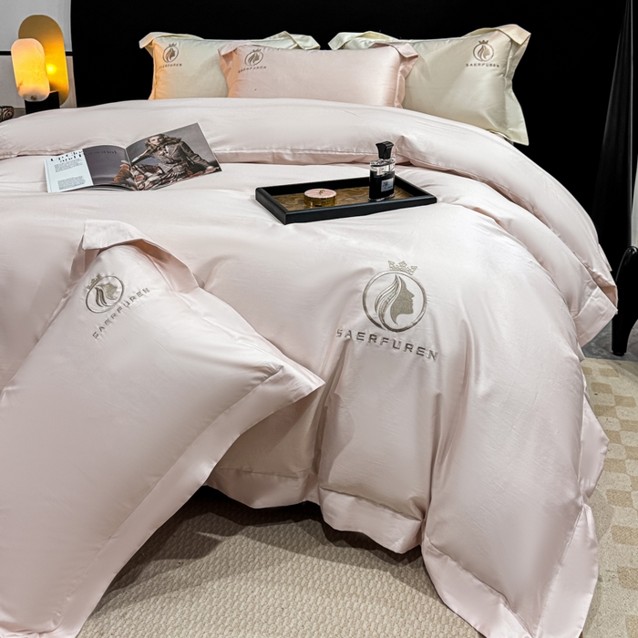 91家纺网 家纺一手货源 找家纺 盛凡家纺 2026春夏新款全棉纯棉100支长绒棉绣花四件套--萨尔夫人 萨尔夫人-暖心粉