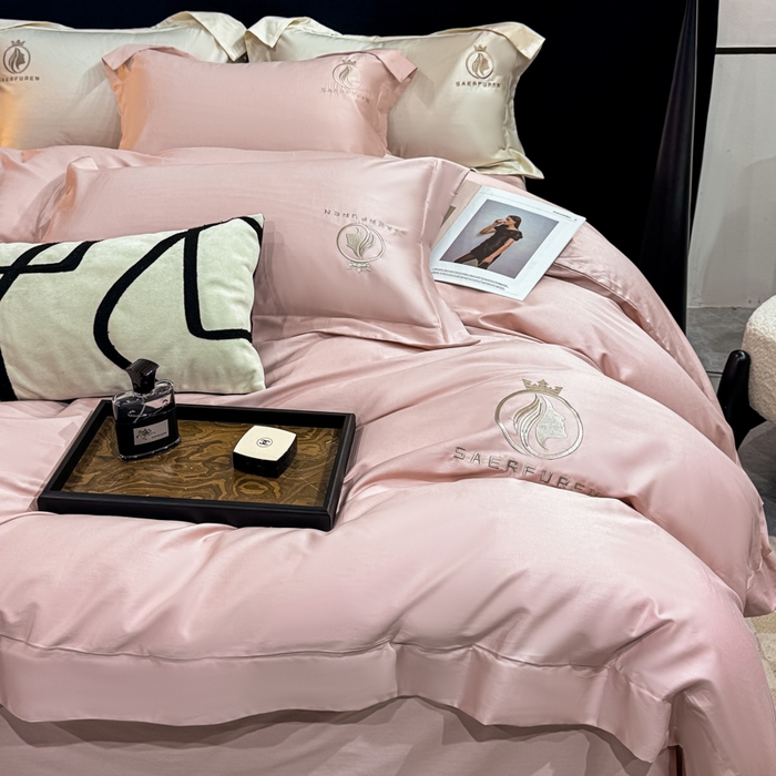 91家纺网 家纺一手货源 找家纺 盛凡家纺 2026春夏新款全棉纯棉100支长绒棉绣花四件套--萨尔夫人 萨尔夫人-豆沙