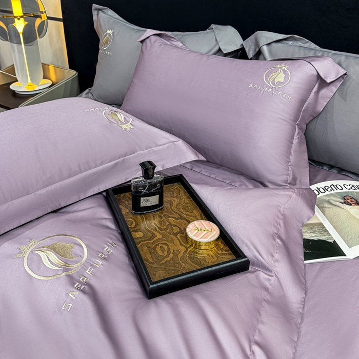 91家纺网 家纺一手货源 找家纺 盛凡家纺 2026春夏新款全棉纯棉100支长绒棉绣花四件套--萨尔夫人 萨尔夫人-烟紫