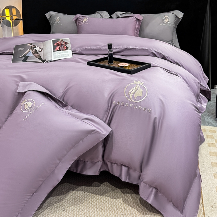 91家纺网 家纺一手货源 找家纺 盛凡家纺 2026春夏新款全棉纯棉100支长绒棉绣花四件套--萨尔夫人 萨尔夫人-烟紫