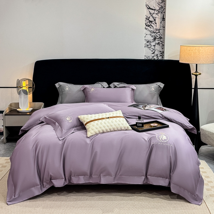 91家纺网 家纺一手货源 找家纺 盛凡家纺 2026春夏新款全棉纯棉100支长绒棉绣花四件套--萨尔夫人 萨尔夫人-烟紫