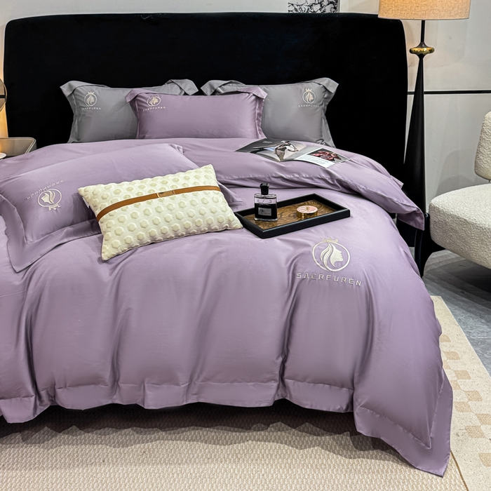 91家纺网 家纺一手货源 找家纺 盛凡家纺 2026春夏新款全棉纯棉100支长绒棉绣花四件套--萨尔夫人 萨尔夫人-烟紫