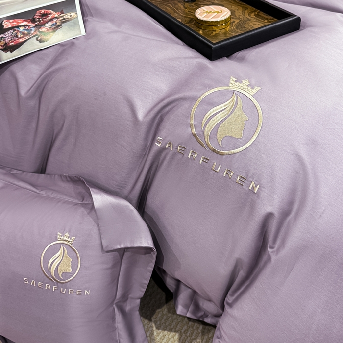 91家纺网 家纺一手货源 找家纺 盛凡家纺 2026春夏新款全棉纯棉100支长绒棉绣花四件套--萨尔夫人 萨尔夫人-烟紫