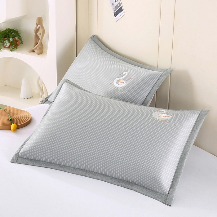 91家纺网 家纺一手货源 找家纺 小牛席业 2026新款华夫格天鹅冰丝夏凉枕套夏凉枕套冰丝枕套藤枕套冰藤枕套冰丝枕套竹枕套凉席枕套豆豆枕套 华夫格天鹅冰丝夏凉枕套-灰色