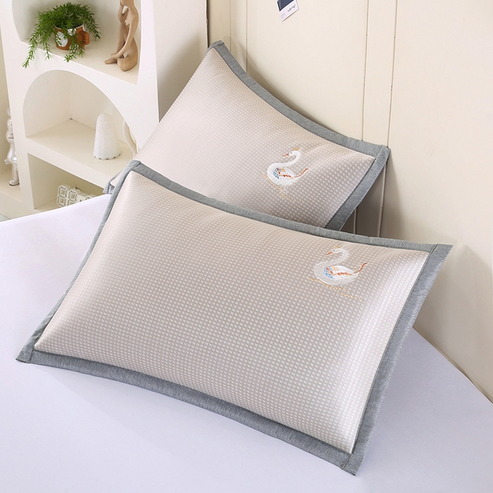 91家纺网 家纺一手货源 找家纺 小牛席业 2026新款华夫格天鹅冰丝夏凉枕套夏凉枕套冰丝枕套藤枕套冰藤枕套冰丝枕套竹枕套凉席枕套豆豆枕套 华夫格天鹅冰丝夏凉枕套-香槟