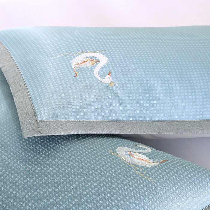 91家纺网 家纺一手货源 找家纺 小牛席业 2026新款华夫格天鹅冰丝夏凉枕套夏凉枕套冰丝枕套藤枕套冰藤枕套冰丝枕套竹枕套凉席枕套豆豆枕套 华夫格天鹅冰丝夏凉枕套-蓝色