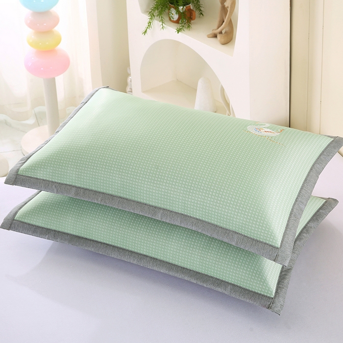 91家纺网 家纺一手货源 找家纺 小牛席业 2026新款华夫格天鹅冰丝夏凉枕套夏凉枕套冰丝枕套藤枕套冰藤枕套冰丝枕套竹枕套凉席枕套豆豆枕套 华夫格天鹅冰丝夏凉枕套-绿色