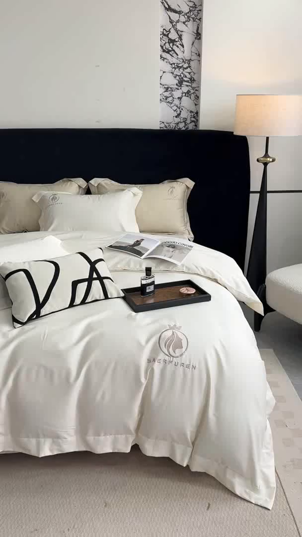 91家纺网 家纺一手货源 找家纺 盛凡家纺 2026春夏新款全棉纯棉100支长绒棉绣花四件套--萨尔夫人 萨尔夫人-奶白