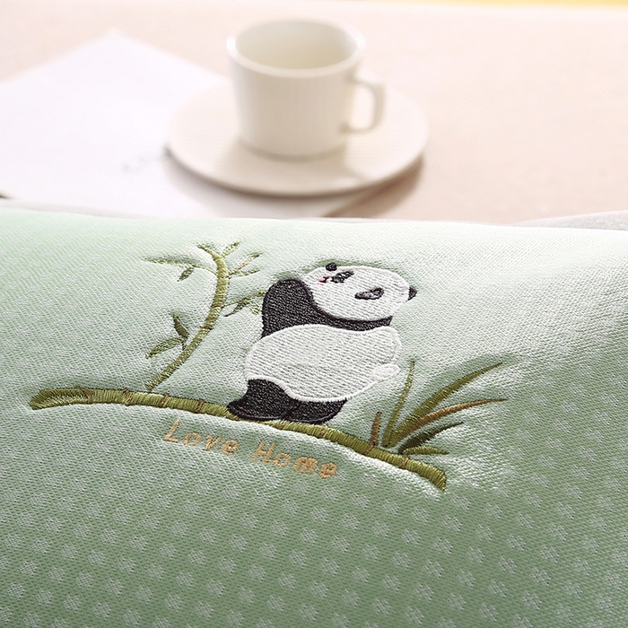 91家纺网 家纺一手货源 找家纺 小牛席业 2026新款华夫格爱家熊猫夏凉枕套凉枕套冰丝枕套藤枕套冰藤枕套冰丝枕套竹枕套凉席枕套豆豆枕套 绿色