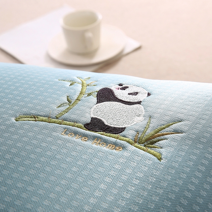 91家纺网 家纺一手货源 找家纺 小牛席业 2026新款华夫格爱家熊猫夏凉枕套凉枕套冰丝枕套藤枕套冰藤枕套冰丝枕套竹枕套凉席枕套豆豆枕套 蓝色