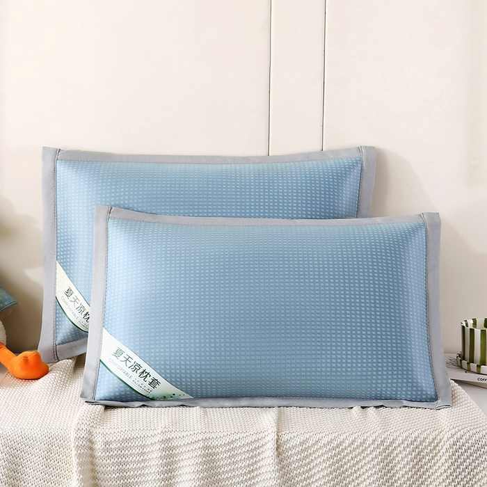 91家纺网 家纺一手货源 找家纺 小牛席业 2025新款华夫格冰丝夏凉枕枕套凉枕套凉枕套冰丝枕套藤枕套冰藤枕套冰丝枕套竹枕套凉席枕套豆豆枕套 经典款-华夫格凉感冰丝枕套（蓝色）