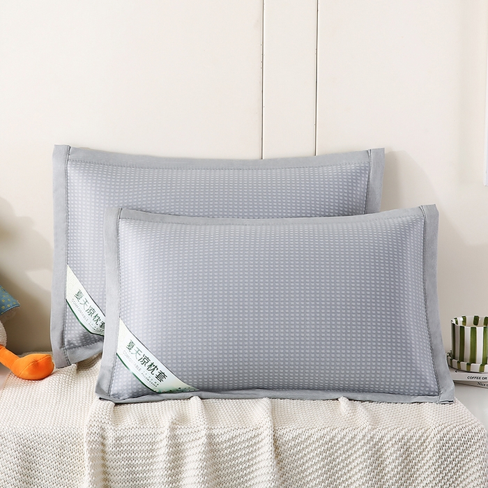 91家纺网 家纺一手货源 找家纺 小牛席业 2025新款华夫格冰丝夏凉枕枕套凉枕套凉枕套冰丝枕套藤枕套冰藤枕套冰丝枕套竹枕套凉席枕套豆豆枕套 经典款-华夫格凉感冰丝枕套（灰色）
