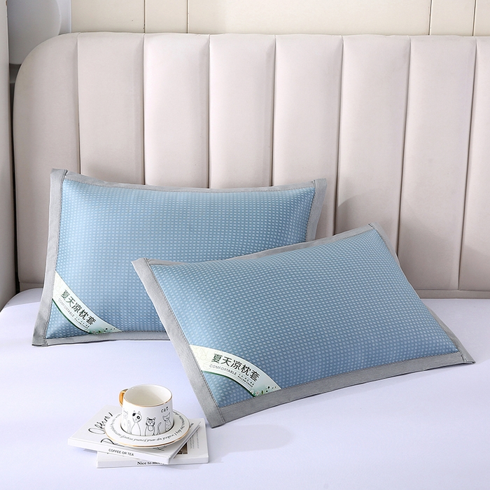 91家纺网 家纺一手货源 找家纺 小牛席业 2025新款华夫格冰丝夏凉枕枕套凉枕套凉枕套冰丝枕套藤枕套冰藤枕套冰丝枕套竹枕套凉席枕套豆豆枕套 经典款-华夫格凉感冰丝枕套（蓝色）