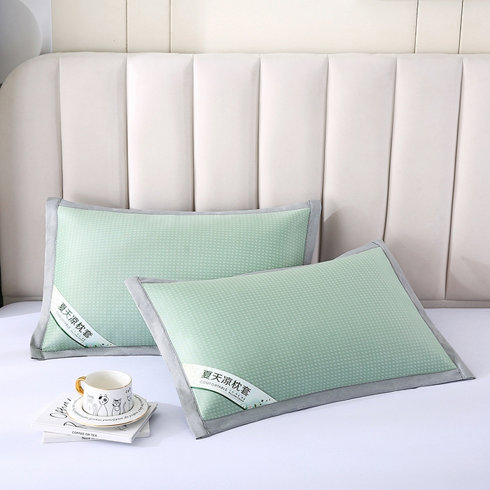91家纺网 家纺一手货源 找家纺 小牛席业 2025新款华夫格冰丝夏凉枕枕套凉枕套凉枕套冰丝枕套藤枕套冰藤枕套冰丝枕套竹枕套凉席枕套豆豆枕套 经典款-华夫格凉感冰丝枕套（绿色）