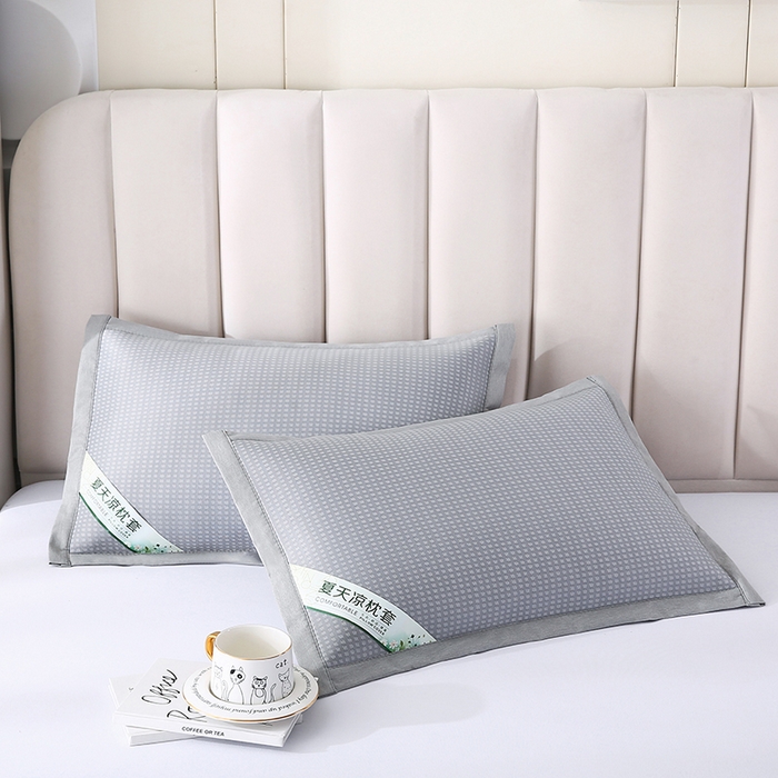 91家纺网 家纺一手货源 找家纺 小牛席业 2025新款华夫格冰丝夏凉枕枕套凉枕套凉枕套冰丝枕套藤枕套冰藤枕套冰丝枕套竹枕套凉席枕套豆豆枕套 经典款-华夫格凉感冰丝枕套（灰色）