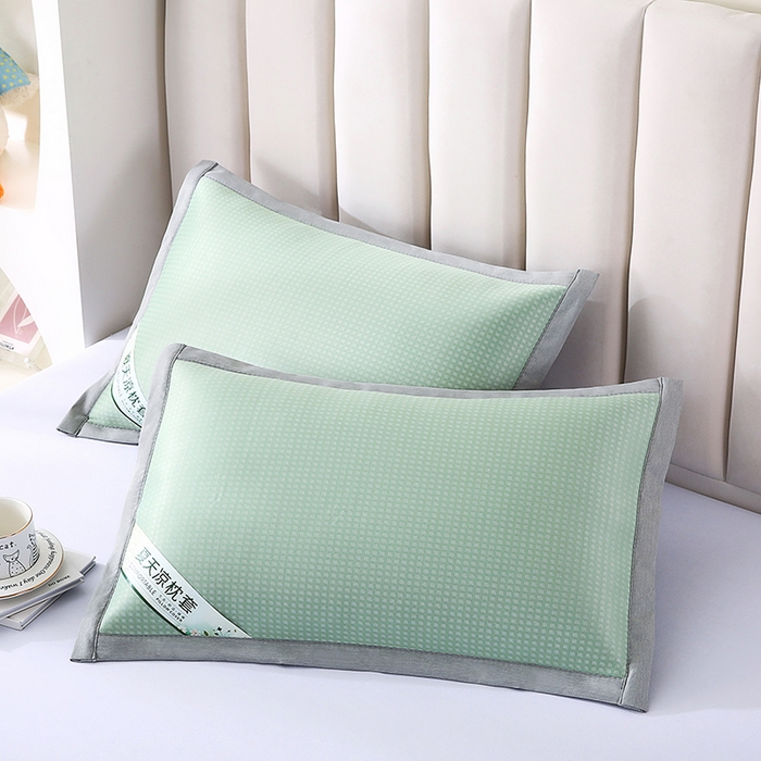 91家纺网 家纺一手货源 找家纺 小牛席业 2025新款华夫格冰丝夏凉枕枕套凉枕套凉枕套冰丝枕套藤枕套冰藤枕套冰丝枕套竹枕套凉席枕套豆豆枕套 经典款-华夫格凉感冰丝枕套（绿色）