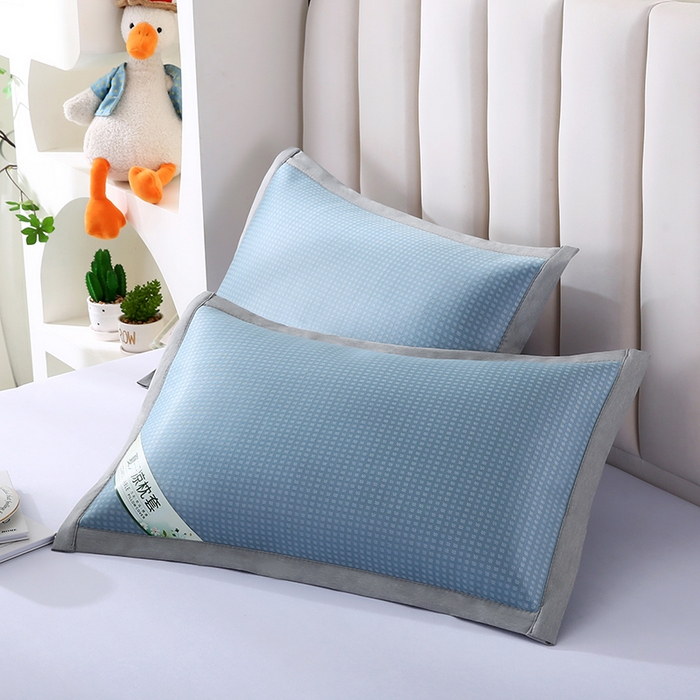 91家纺网 家纺一手货源 找家纺 小牛席业 2025新款华夫格冰丝夏凉枕枕套凉枕套凉枕套冰丝枕套藤枕套冰藤枕套冰丝枕套竹枕套凉席枕套豆豆枕套 经典款-华夫格凉感冰丝枕套（蓝色）