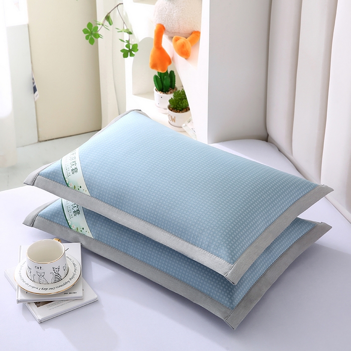 91家纺网 家纺一手货源 找家纺 小牛席业 2025新款华夫格冰丝夏凉枕枕套凉枕套凉枕套冰丝枕套藤枕套冰藤枕套冰丝枕套竹枕套凉席枕套豆豆枕套 经典款-华夫格凉感冰丝枕套（蓝色）