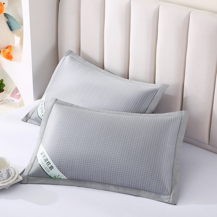 91家纺网 家纺一手货源 找家纺 小牛席业 2025新款华夫格冰丝夏凉枕枕套凉枕套凉枕套冰丝枕套藤枕套冰藤枕套冰丝枕套竹枕套凉席枕套豆豆枕套 经典款-华夫格凉感冰丝枕套（灰色）