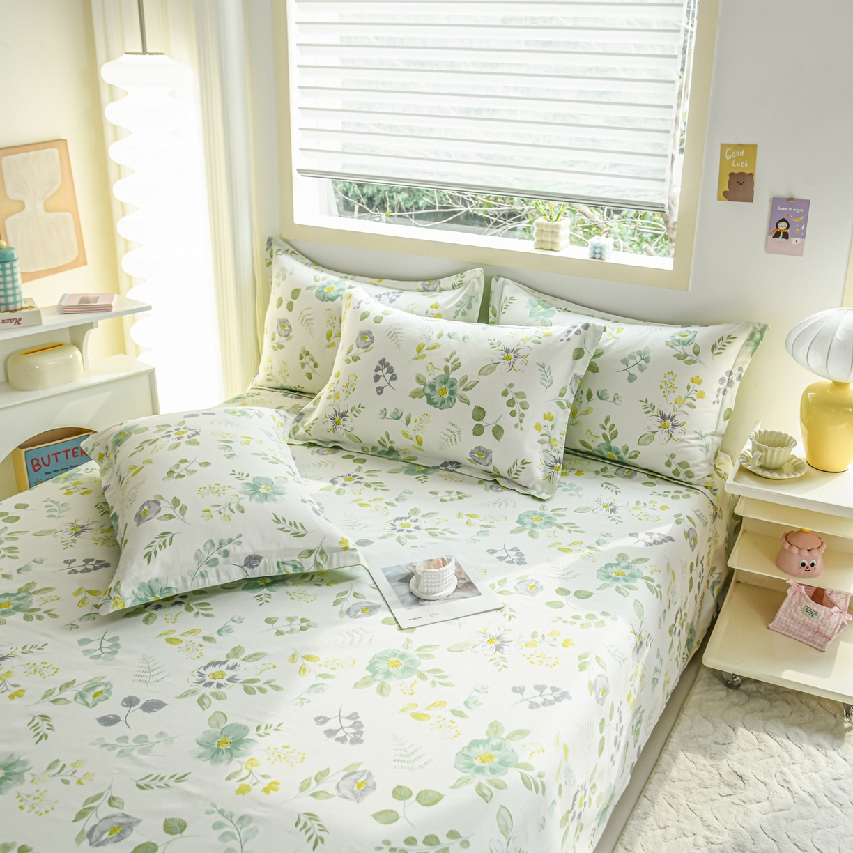 缘舒家纺 2026新款全棉纯棉印花单枕套枕套单件 花韵花香-绿