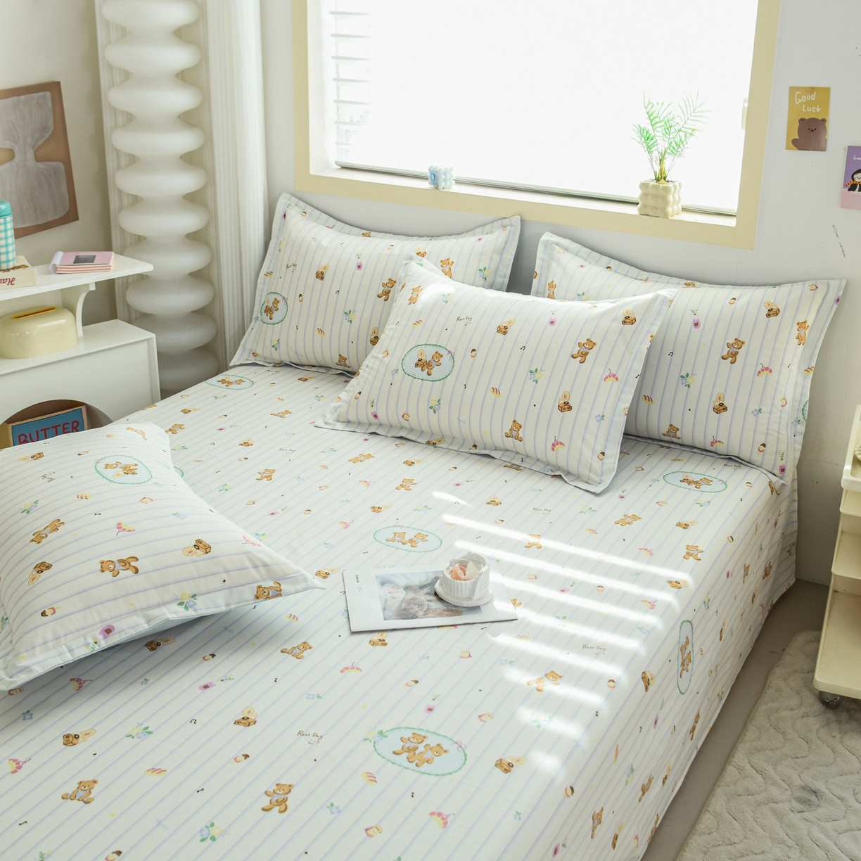 缘舒家纺 2026新款全棉纯棉印花单枕套枕套单件 小熊假日