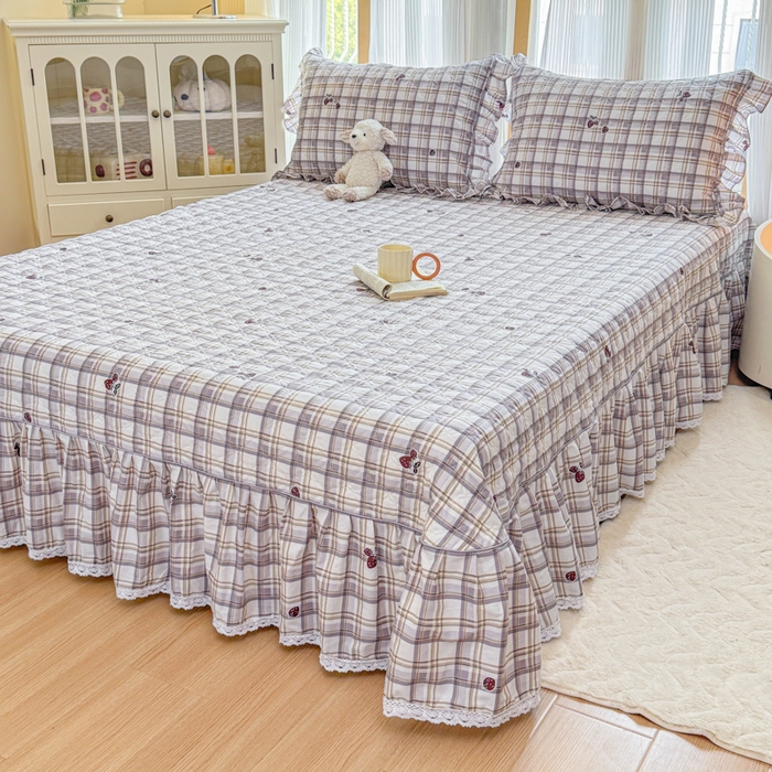 91家纺网 家纺一手货源 找家纺 （总）爱妮玖玖 2026新款小蕾丝印花夹棉单床盖床盖单件单品床盖