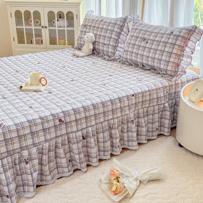 91家纺网 家纺一手货源 找家纺 （总）爱妮玖玖 2026新款小蕾丝印花夹棉单床盖床盖单件单品床盖