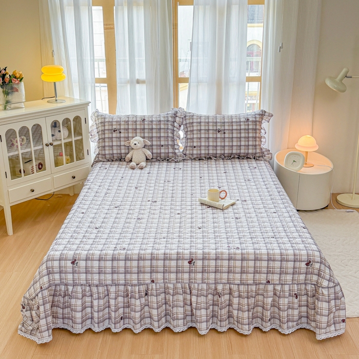 91家纺网 家纺一手货源 找家纺 （总）爱妮玖玖 2026新款小蕾丝印花夹棉单床盖床盖单件单品床盖