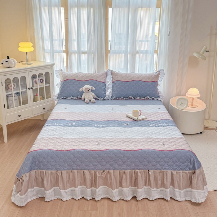 91家纺网 家纺一手货源 找家纺 （总）爱妮玖玖 2026新款小蕾丝印花夹棉单床盖床盖单件单品床盖