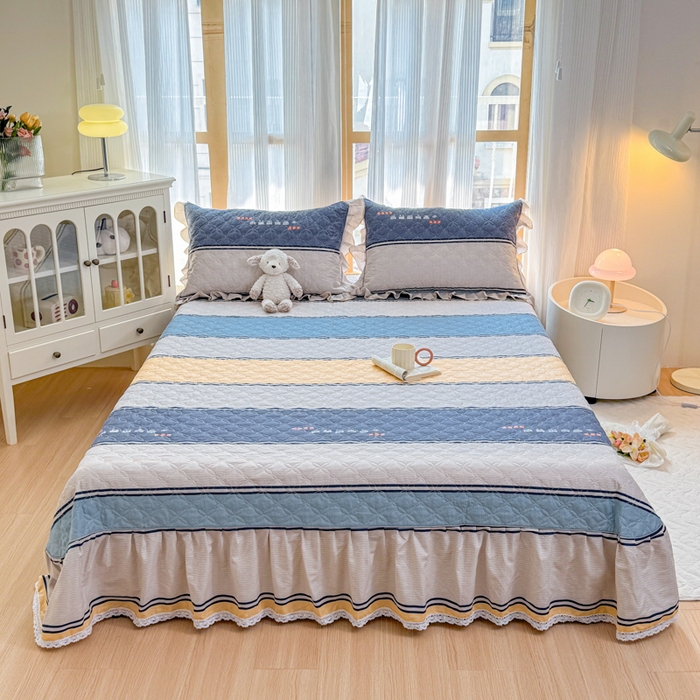 91家纺网 家纺一手货源 找家纺 （总）爱妮玖玖 2026新款小蕾丝印花夹棉单床盖床盖单件单品床盖