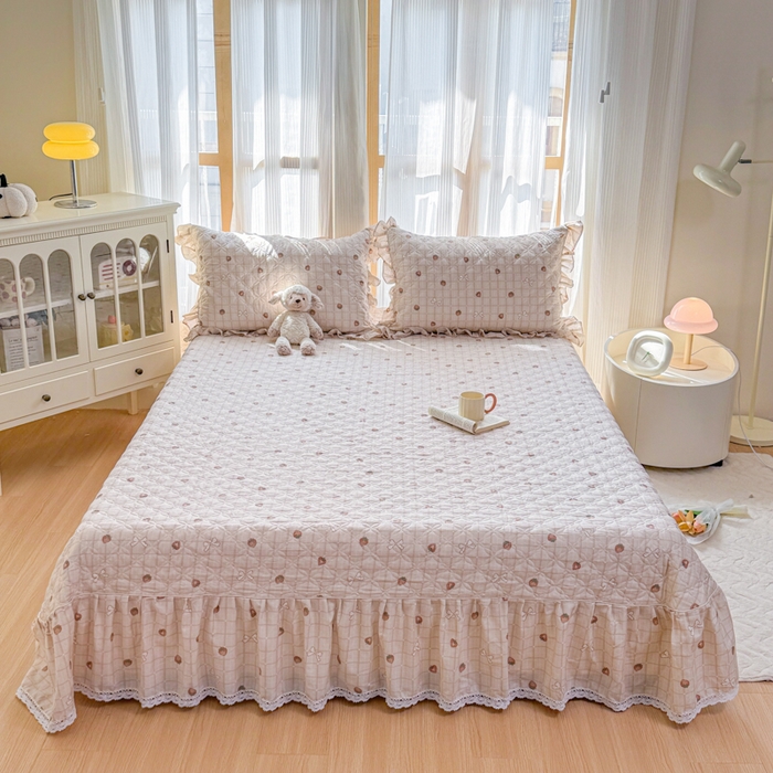 91家纺网 家纺一手货源 找家纺 （总）爱妮玖玖 2026新款小蕾丝印花夹棉单床盖床盖单件单品床盖