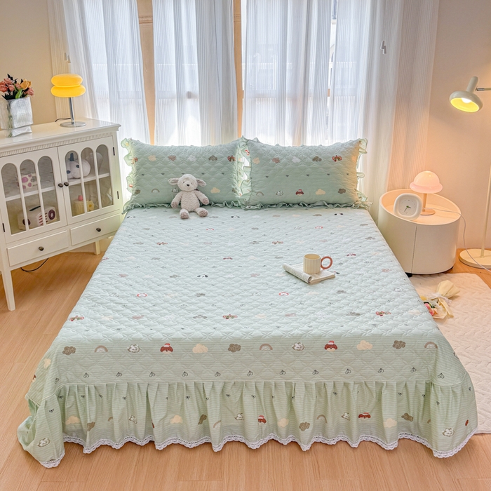 91家纺网 家纺一手货源 找家纺 （总）爱妮玖玖 2026新款小蕾丝印花夹棉单床盖床盖单件单品床盖