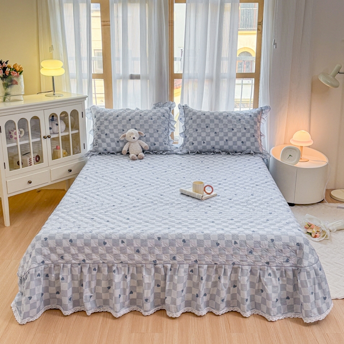 91家纺网 家纺一手货源 找家纺 （总）爱妮玖玖 2026新款小蕾丝印花夹棉单床盖床盖单件单品床盖