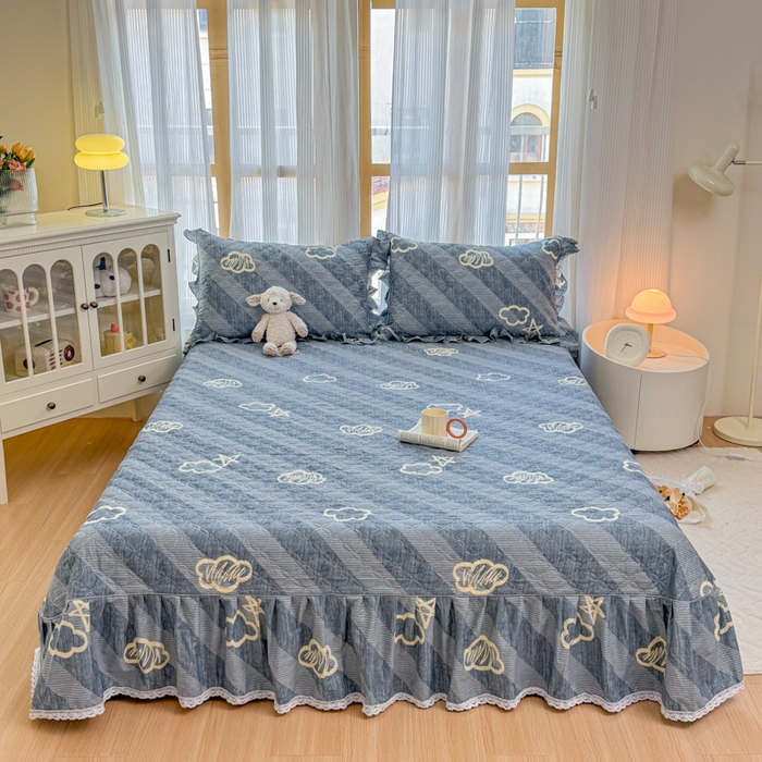 91家纺网 家纺一手货源 找家纺 （总）爱妮玖玖 2026新款小蕾丝印花夹棉单床盖床盖单件单品床盖