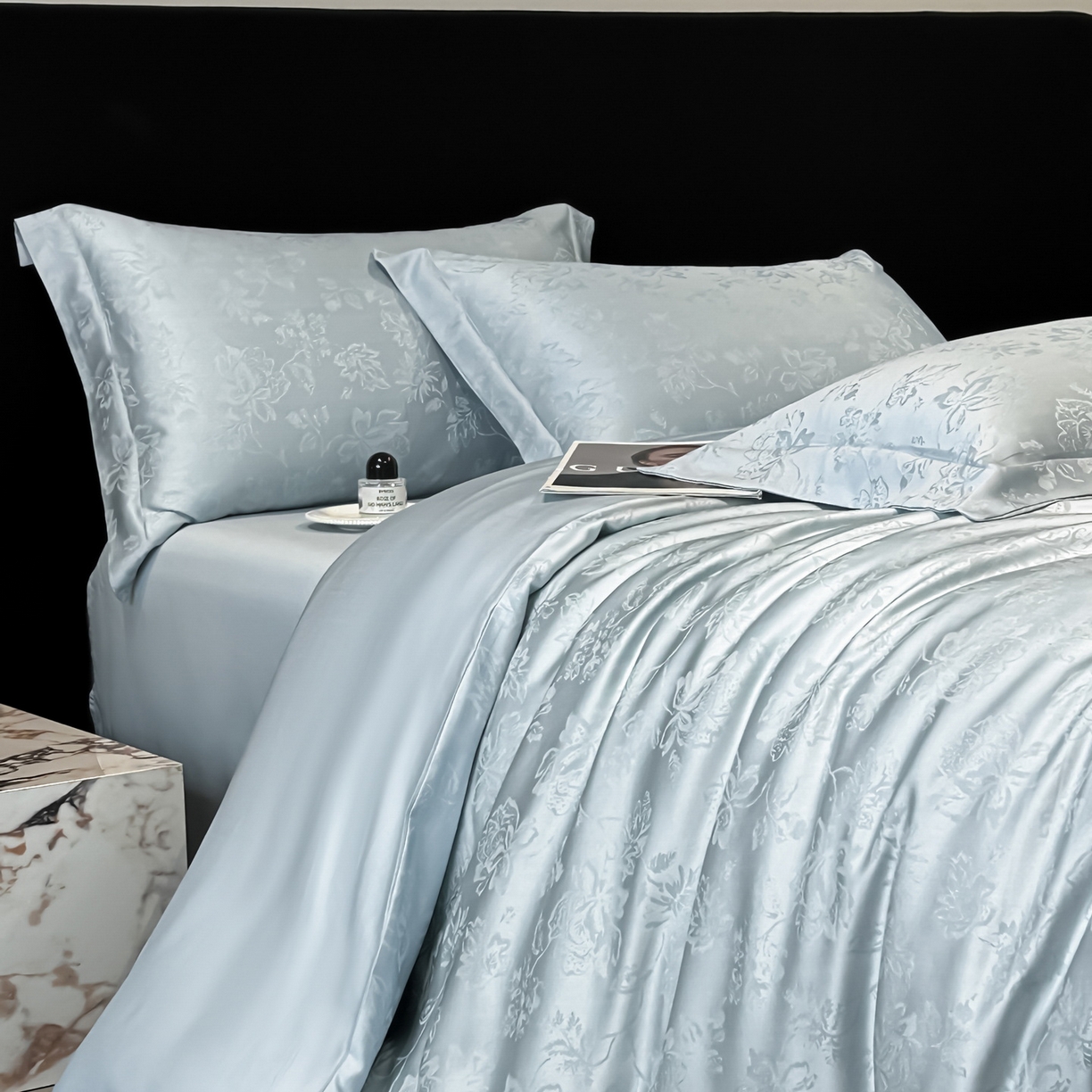 91家纺网 家纺一手货源 找家纺 （总）慕晨 2026新款莱赛尔提花被套四件套高级简奢款天丝4件套直播热款