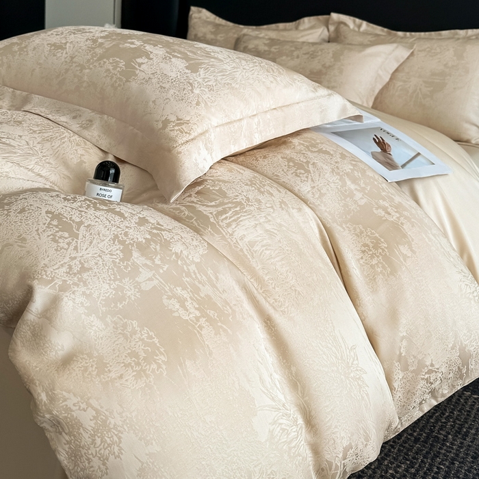 91家纺网 家纺一手货源 找家纺 （总）慕晨 2026新款莱赛尔提花被套四件套高级简奢款天丝4件套直播热款