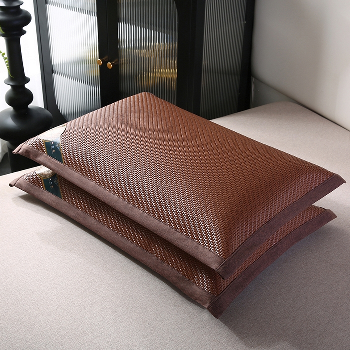 91家纺网 家纺一手货源 找家纺 小牛席业 2026新款PE冷感霸王藤夏凉枕套系列凉枕套凉枕套冰丝枕套藤枕套冰藤枕套冰丝枕套竹枕套凉席枕套豆豆枕 红棕