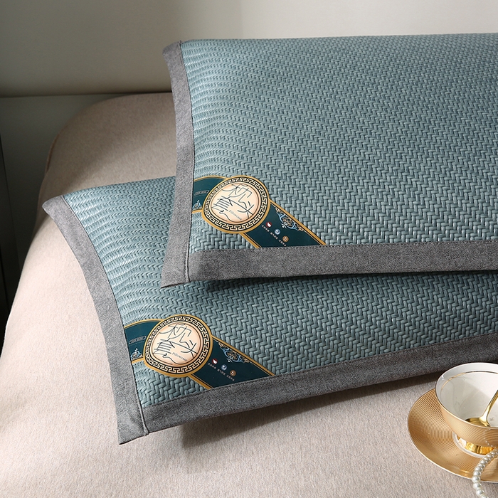 91家纺网 家纺一手货源 找家纺 小牛席业 2026新款PE冷感霸王藤夏凉枕套系列凉枕套凉枕套冰丝枕套藤枕套冰藤枕套冰丝枕套竹枕套凉席枕套豆豆枕 浅蓝