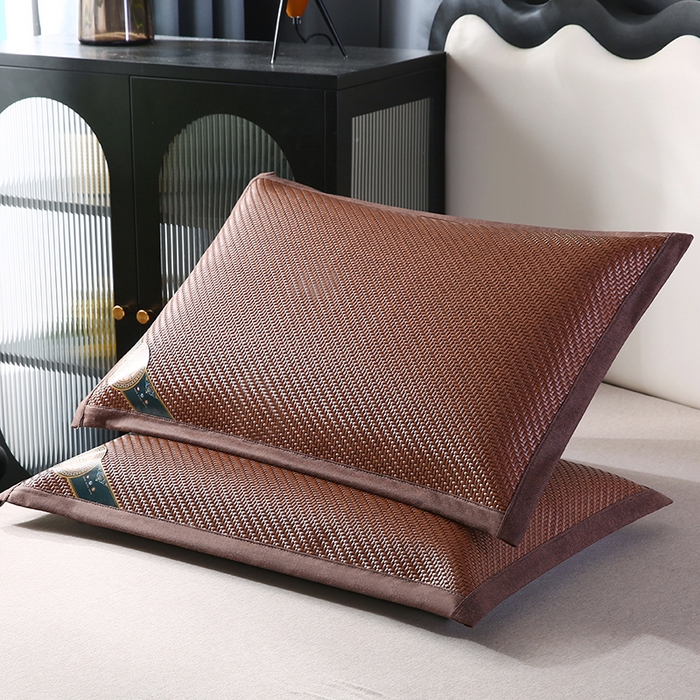 91家纺网 家纺一手货源 找家纺 小牛席业 2026新款PE冷感霸王藤夏凉枕套系列凉枕套凉枕套冰丝枕套藤枕套冰藤枕套冰丝枕套竹枕套凉席枕套豆豆枕 红棕