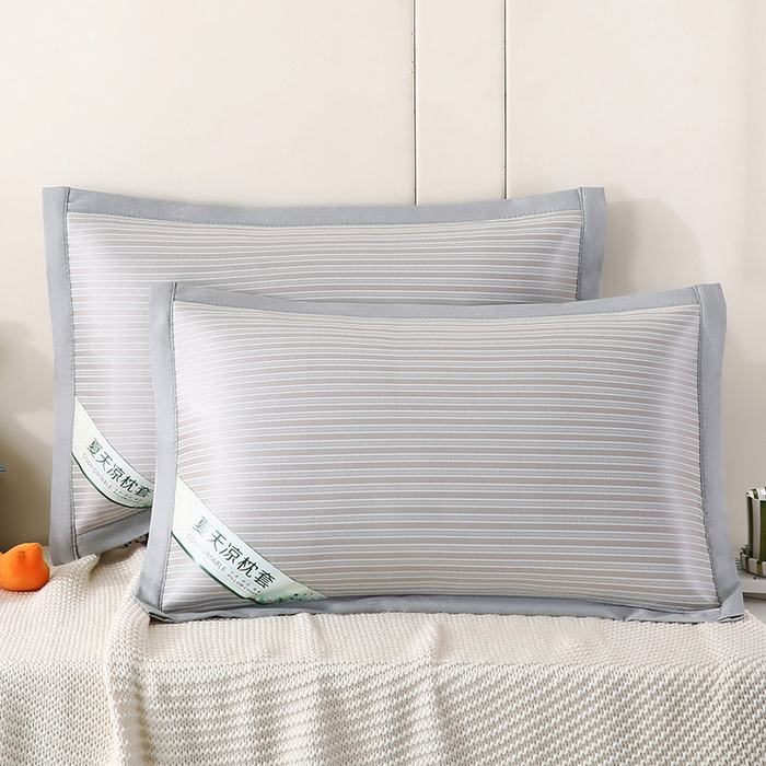 小牛席业 2026新款经典条纹-冰丝夏凉枕套 香槟