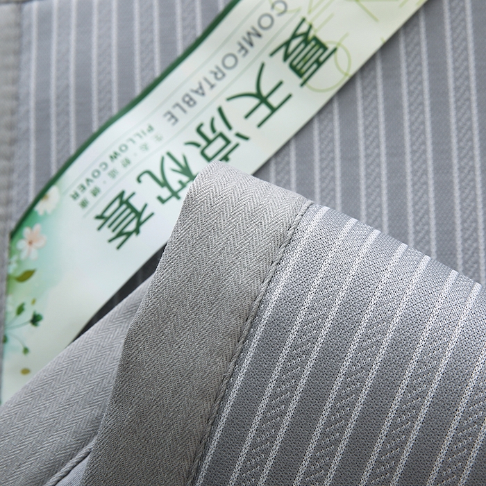91家纺网 家纺一手货源 找家纺 小牛席业 2026新款经典条纹-冰丝夏凉枕套 灰色