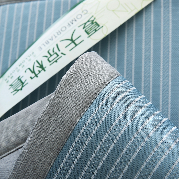 91家纺网 家纺一手货源 找家纺 小牛席业 2026新款经典条纹-冰丝夏凉枕套 蓝色
