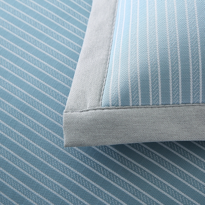 91家纺网 家纺一手货源 找家纺 小牛席业 2026新款经典条纹-冰丝夏凉枕套 蓝色