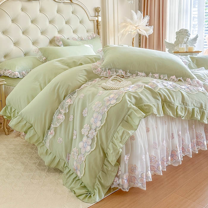 91家纺网 家纺一手货源 找家纺 （总）网红馆（ck家纺） 2026春夏新款阳光花语全棉纯棉床裙四件套