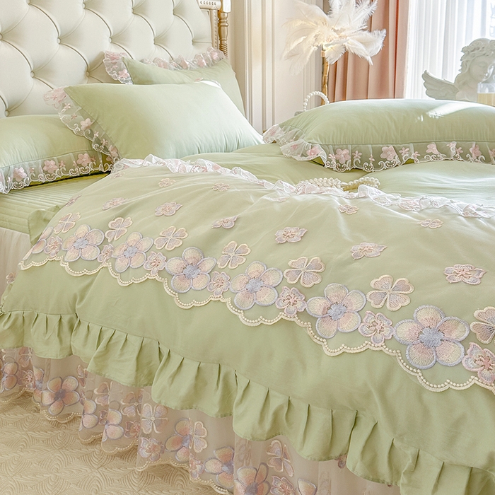 91家纺网 家纺一手货源 找家纺 （总）网红馆（ck家纺） 2026春夏新款阳光花语全棉纯棉床裙四件套