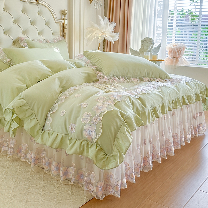 91家纺网 家纺一手货源 找家纺 （总）网红馆（ck家纺） 2026春夏新款阳光花语全棉纯棉床裙四件套