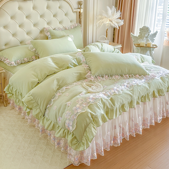 91家纺网 家纺一手货源 找家纺 （总）网红馆（ck家纺） 2026春夏新款阳光花语全棉纯棉床裙四件套